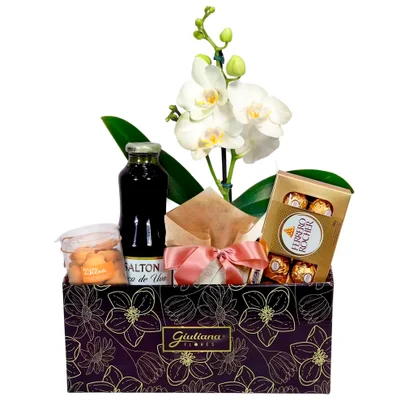 32034gg Cesta Exclusiva com Orquídea e Ferrero - Imagem 1