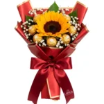 Buquê Girassol Solitário com Ferrero Rocher