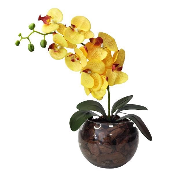 5420810510_1.webp Arranjo De Flores Orquídea Toque Real Vaso Vidro - Imagem 1