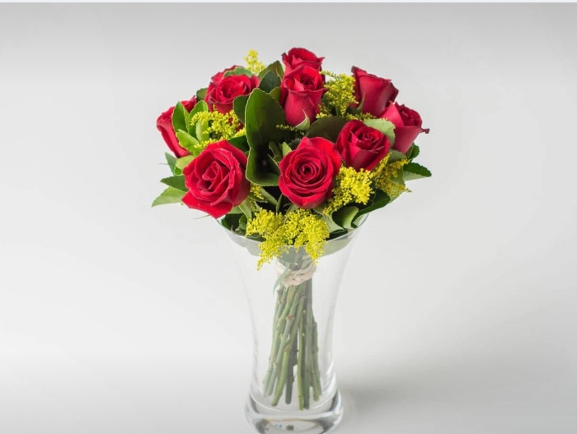 IMG_3608.jpeg Arranjo de 10 Rosas Vermelhas em Vaso - Imagem 1